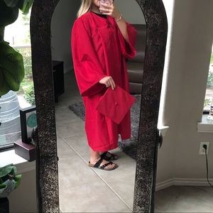Red cap and gown